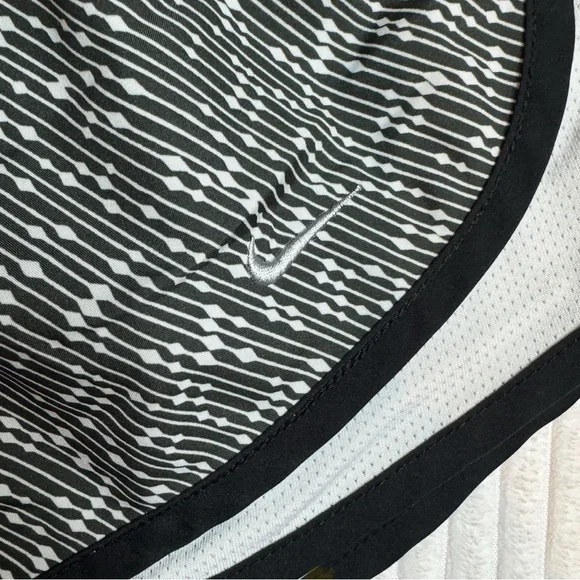 Nike Black and White Athletic Shorts with Curved Hemline - Picture 2 of 4